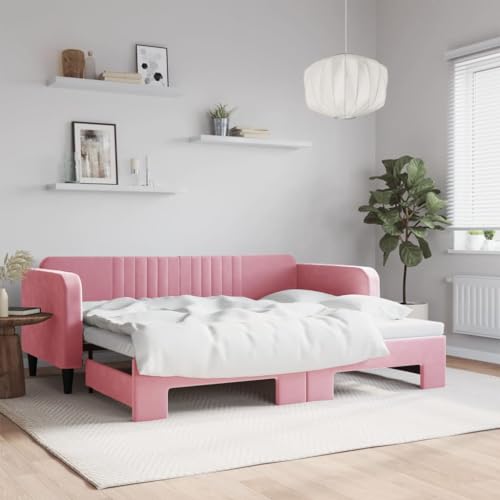 Qnhdfrt Ausziehbares Tagesbett 2 in 1 als Sofa und Doppelbett Modernes Design mit Samtbezug 223 x 192 5 cm Rosa für Wohnzimmer und Gästezimmer Qnhdfrt Ausziehbares Tagesbett 2 in 1 als Sofa und Doppelbett Modernes Design mit Samtbezug 223 x 192 5 cm Rosa für Wohnzimmer und Gästezimmer von Qnhdfrt