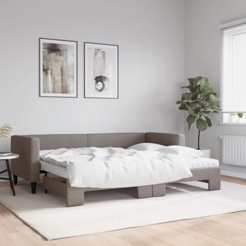 Qnhdfrt Ausziehbares Tagesbett 2 in 1 als Sofa und Doppelbett mit 2 Schaumstoffmatratzen 80x200 cm Taupe Stoff Polyester Massivholz Metall für Wohnzimmer Schlafzimmer Gästebett Qnhdfrt Ausziehbares Tagesbett 2 in 1 als Sofa und Doppelbett mit 2 Schaumstoffmatratzen 80x200 cm Taupe Stoff Polyester Massivholz Metall für Wohnzimmer Schlafzimmer Gästebett von Qnhdfrt