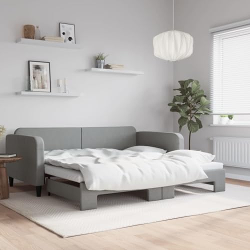 Qnhdfrt Ausziehbares Tagesbett 2 in 1 als Sofa und Doppelbett mit Holz Metall Rahmen Hellgrau 100x200 cm für Gästezimmer und Wohnbereich Qnhdfrt Ausziehbares Tagesbett 2 in 1 als Sofa und Doppelbett mit Holz Metall Rahmen Hellgrau 100x200 cm für Gästezimmer und Wohnbereich von Qnhdfrt