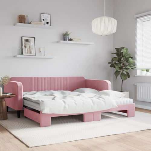 Qnhdfrt Ausziehbares Tagesbett 2 in 1 als Sofa und Doppelbett mit Samtbezug Modernes Design 223 x 110 cm Rosa für Wohnzimmer und Gästezimmer Qnhdfrt Ausziehbares Tagesbett 2 in 1 als Sofa und Doppelbett mit Samtbezug Modernes Design 223 x 110 cm Rosa für Wohnzimmer und Gästezimmer von Qnhdfrt