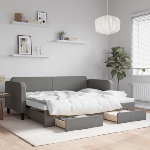 Qnhdfrt Ausziehbares Tagesbett 2 in 1 als Sofa und Doppelbett mit Schubladen Dunkelgrau 80x200 cm Stauraum für Wohnzimmer und Gästezimmer Qnhdfrt Ausziehbares Tagesbett 2 in 1 als Sofa und Doppelbett mit Schubladen Dunkelgrau 80x200 cm Stauraum für Wohnzimmer und Gästezimmer von Qnhdfrt