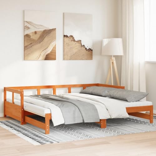 Qnhdfrt Ausziehbares Tagesbett 2 in 1 mit Matratzen Massivholz Kiefer 90x190 cm Daybed als Sofa und Gästebett für Wohnzimmer Schlafzimmer Qnhdfrt Ausziehbares Tagesbett 2 in 1 mit Matratzen Massivholz Kiefer 90x190 cm Daybed als Sofa und Gästebett für Wohnzimmer Schlafzimmer von Qnhdfrt
