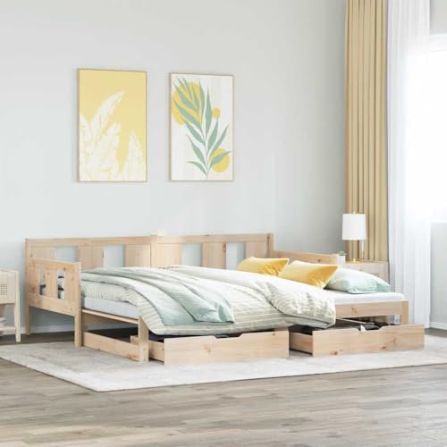 Qnhdfrt Ausziehbares Tagesbett 2 in 1 mit Schubladen Massivholz Kiefer 90x200 cm Bett Sofa Kombination Stauraum & Lattenrost für Wohnzimmer Schlafzimmer Qnhdfrt Ausziehbares Tagesbett 2 in 1 mit Schubladen Massivholz Kiefer 90x200 cm Bett Sofa Kombination Stauraum & Lattenrost für Wohnzimmer Schlafzimmer von Qnhdfrt