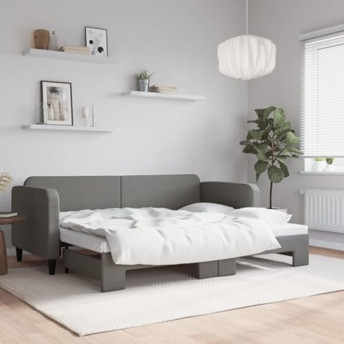 Qnhdfrt Ausziehbares Tagesbett Dunkelgrau 2 in 1 Sofa und Doppelbett mit Robustem Holz-Metall Rahmen 80x200 cm für Wohnzimmer und Gästezimmer Qnhdfrt Ausziehbares Tagesbett Dunkelgrau 2 in 1 Sofa und Doppelbett mit Robustem Holz-Metall Rahmen 80x200 cm für Wohnzimmer und Gästezimmer von Qnhdfrt