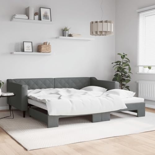 Qnhdfrt Ausziehbares Tagesbett Dunkelgrau 2 in 1 Sofa und Doppelbett mit Stabilem Holz-Metall Rahmen Modernes Design für Wohnzimmer Schlafzimmer und Gästezimmer Qnhdfrt Ausziehbares Tagesbett Dunkelgrau 2 in 1 Sofa und Doppelbett mit Stabilem Holz-Metall Rahmen Modernes Design für Wohnzimmer Schlafzimmer und Gästezimmer von Qnhdfrt