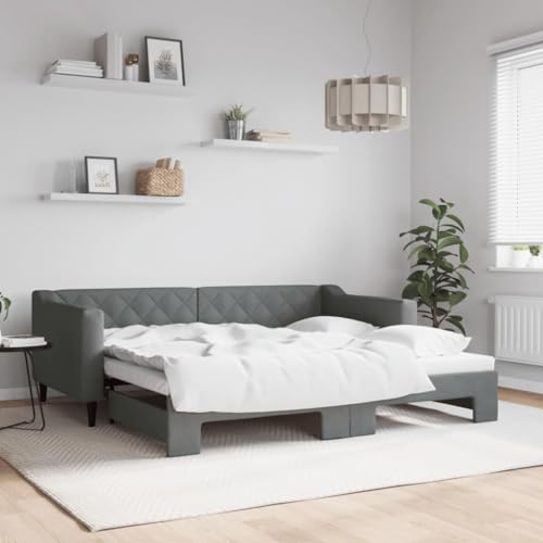 Qnhdfrt Ausziehbares Tagesbett Dunkelgrau 2 in 1 Sofa und Doppelbett mit Stabilem Holz-Metall Rahmen Modernes Design für Wohnzimmer Schlafzimmer und Gästezimmer Qnhdfrt Ausziehbares Tagesbett Dunkelgrau 2 in 1 Sofa und Doppelbett mit Stabilem Holz-Metall Rahmen Modernes Design für Wohnzimmer Schlafzimmer und Gästezimmer von Qnhdfrt