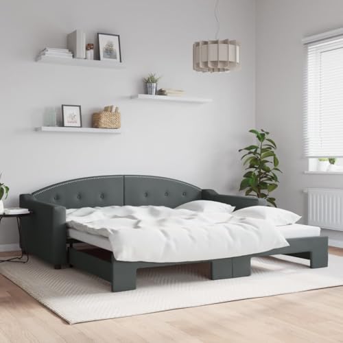 Qnhdfrt Ausziehbares Tagesbett Dunkelgrau 223x110 cm 2 in 1 Schlafsofa mit Rollkasten als Doppelbett für Gäste Wohnzimmer und Schlafzimmer von Qnhdfrt