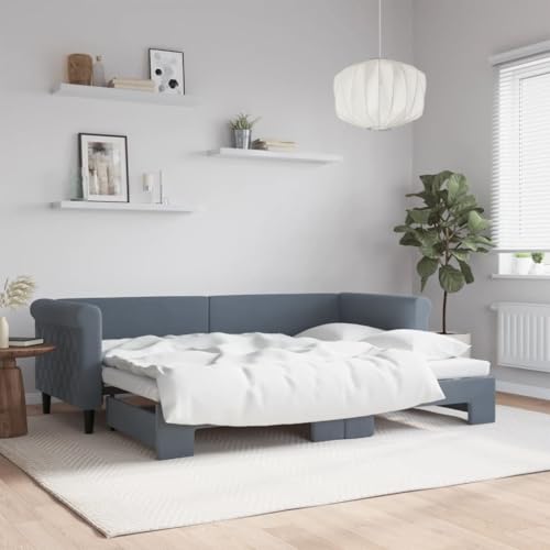 Qnhdfrt Ausziehbares Tagesbett Dunkelgrau 229 cm Samt 2 in 1 Schlafsofa als Doppelbett Modernes Design mit Stabilen Holz Metall Rahmen für Wohnzimmer Schlafzimmer Qnhdfrt Ausziehbares Tagesbett Dunkelgrau 229 cm Samt 2 in 1 Schlafsofa als Doppelbett Modernes Design mit Stabilen Holz Metall Rahmen für Wohnzimmer Schlafzimmer von Qnhdfrt