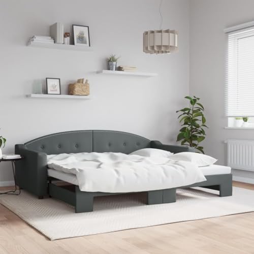Qnhdfrt Ausziehbares Tagesbett Dunkelgrau 90x200 cm 2 in 1 Schlafsofa als Gästebett oder Doppelbett mit Robustem Holzrahmen und Atmungsaktivem Stoff für Wohnzimmer Schlafzimmer Qnhdfrt Ausziehbares Tagesbett Dunkelgrau 90x200 cm 2 in 1 Schlafsofa als Gästebett oder Doppelbett mit Robustem Holzrahmen und Atmungsaktivem Stoff für Wohnzimmer Schlafzimmer von Qnhdfrt