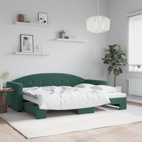 Qnhdfrt Ausziehbares Tagesbett Dunkelgrün 222 x 90 cm 2 in 1 Schlafsofa mit Samtbezug Modernes Design für Wohnzimmer Schlafzimmer und Gästezimmer von Qnhdfrt
