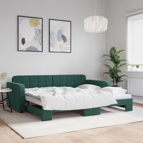 Qnhdfrt Ausziehbares Tagesbett Dunkelgrün 90x200 cm 2 in 1 Schlafsofa als Bett und Sofa mit Samtbezug Robuste Holz Metall Konstruktion für Wohnzimmer und Gästezimmer Qnhdfrt Ausziehbares Tagesbett Dunkelgrün 90x200 cm 2 in 1 Schlafsofa als Bett und Sofa mit Samtbezug Robuste Holz Metall Konstruktion für Wohnzimmer und Gästezimmer von Qnhdfrt