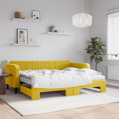 Qnhdfrt Ausziehbares Tagesbett Samt Gelb 223x100x75 cm 2 in 1 Schlafsofa mit Matratzen Modernes Design für Wohnzimmer Schlafzimmer Gästezimmer Qnhdfrt Ausziehbares Tagesbett Samt Gelb 223x100x75 cm 2 in 1 Schlafsofa mit Matratzen Modernes Design für Wohnzimmer Schlafzimmer Gästezimmer von Qnhdfrt