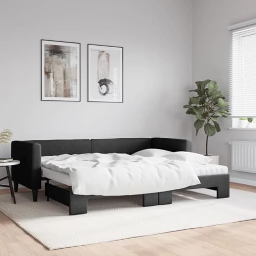 Qnhdfrt Ausziehbares Tagesbett Schwarz 2 in 1 Schlafsofa mit Matratzen 223 x 90 cm Stoff Polyester Metall Massivholz für Wohnzimmer und Gästezimmer Qnhdfrt Ausziehbares Tagesbett Schwarz 2 in 1 Schlafsofa mit Matratzen 223 x 90 cm Stoff Polyester Metall Massivholz für Wohnzimmer und Gästezimmer von Qnhdfrt