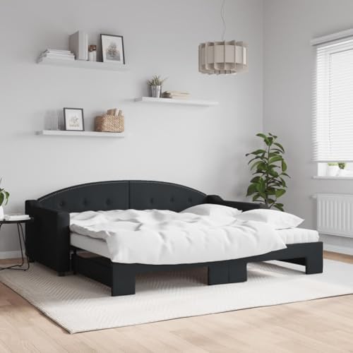 Qnhdfrt Ausziehbares Tagesbett Schwarz 2 in 1 Schlafsofa mit Matratzen 90x190 cm aus Stoff für Gästezimmer und Wohnbereich Qnhdfrt Ausziehbares Tagesbett Schwarz 2 in 1 Schlafsofa mit Matratzen 90x190 cm aus Stoff für Gästezimmer und Wohnbereich von Qnhdfrt