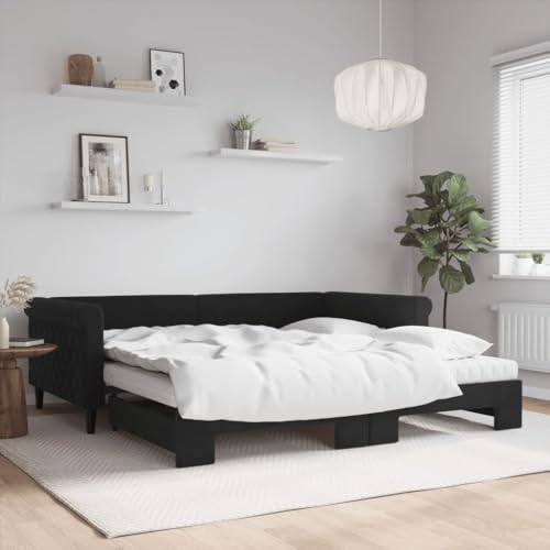 Qnhdfrt Ausziehbares Tagesbett Schwarz Samt 100x200 cm 2 Matratzen Modernes Design & Robustes Holz-Metall-Gestell Platzsparendes Gästebett für Wohnzimmer Schlafzimmer Büro Qnhdfrt Ausziehbares Tagesbett Schwarz Samt 100x200 cm 2 Matratzen Modernes Design & Robustes Holz-Metall-Gestell Platzsparendes Gästebett für Wohnzimmer Schlafzimmer Büro von Qnhdfrt