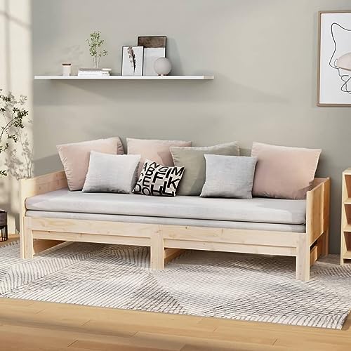 Qnhdfrt Ausziehbares Tagesbett aus Massivholz Kiefer 194 x 96 cm 2 in 1 Sofa und Gästebett mit Platzsparendem Design für Wohnzimmer und Gästezimmer von Qnhdfrt