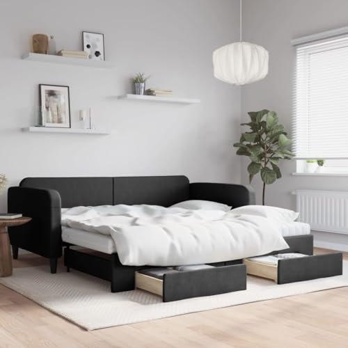 Qnhdfrt Ausziehbares Tagesbett mit Schubladen Schwarz 223x110 cm 2 in 1 Schlafsofa Bett für Gästezimmer Wohnzimmer und Schlafzimmer Qnhdfrt Ausziehbares Tagesbett mit Schubladen Schwarz 223x110 cm 2 in 1 Schlafsofa Bett für Gästezimmer Wohnzimmer und Schlafzimmer von Qnhdfrt