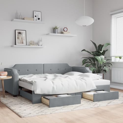 Qnhdfrt Ausziehbares Tagesbett mit Stauraum Hellgrau 90x200 cm 2 in 1 Sofa Bett für Gästezimmer Wohnbereich und Schlafzimmer von Qnhdfrt
