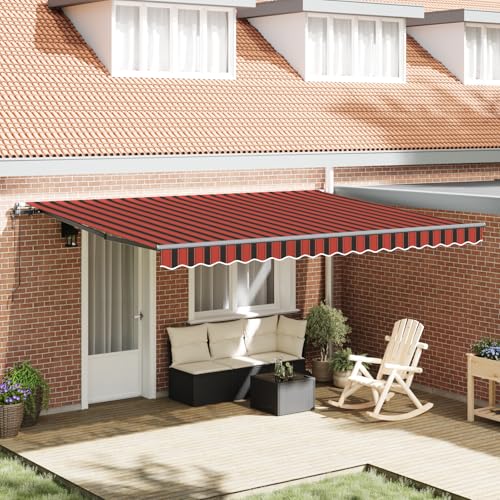 Qnhdfrt Automatische Einziehbare Markise Orange Braun 450x300 cm Rechteckig für Terrasse Garten und Balkon mit Verwittertem Finish und UV-beständigem Polyesterstoff von Qnhdfrt