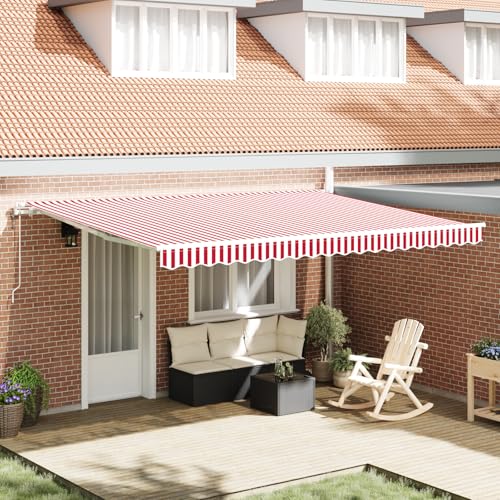 Qnhdfrt Automatische Einziehbare Markise Rot Weiß Gestreift 450x350 cm für Terrasse Balkon Garten mit Verstellbarem Winkel und Hochwertigem Polyesterstoff Sonnenschutz im Außenbereich Qnhdfrt Automatische Einziehbare Markise Rot Weiß Gestreift 450x350 cm für Terrasse Balkon Garten mit Verstellbarem Winkel und Hochwertigem Polyesterstoff Sonnenschutz im Außenbereich von Qnhdfrt