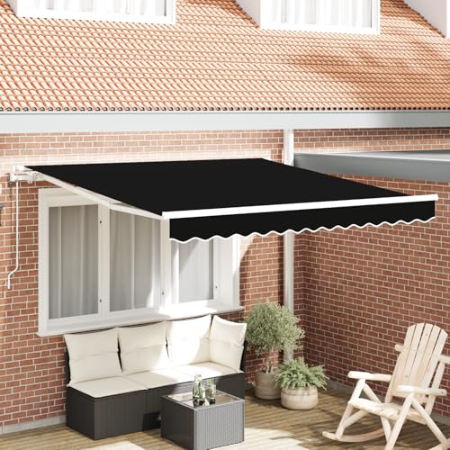 Qnhdfrt Automatische Einziehbare Markise Schwarz 300x250 cm Rechteckig für Balkon Terrasse und Garten - Hochwertiger Polyesterstoff mit Modernem Design und Praktischer Sonnenschutzfunktion von Qnhdfrt