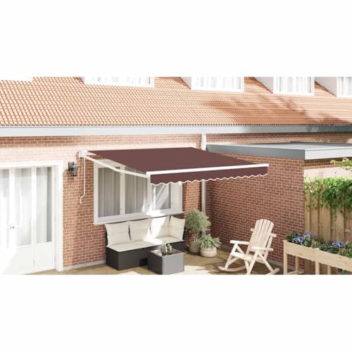 Qnhdfrt Automatische Markise Braun 300x250 cm Freistehende Terrassenmarkise mit Fernbedienung und Kurbel für Balkon, Garten von Qnhdfrt