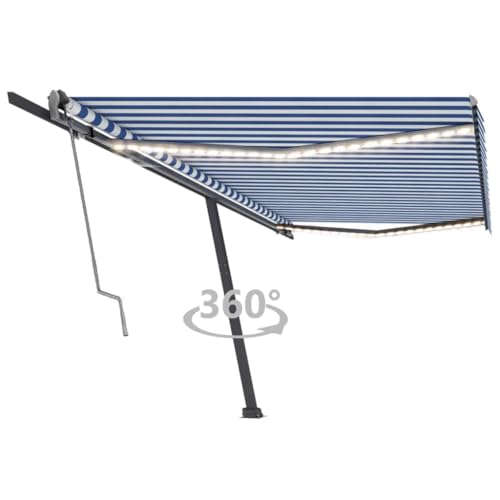 Qnhdfrt Automatische Standmarkise mit LED Beleuchtung und Windsensor 500x300 cm Blau Weiß für Terrasse Balkon Garten Robustes Aluminiumgestell Einziehbarer Sonnenschutz Qnhdfrt Automatische Standmarkise mit LED Beleuchtung und Windsensor 500x300 cm Blau Weiß für Terrasse Balkon Garten Robustes Aluminiumgestell Einziehbarer Sonnenschutz von Qnhdfrt