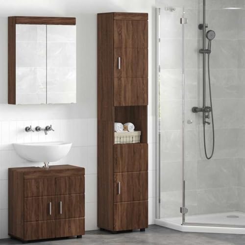 Qnhdfrt Badezimmer Hochschrank Tulum 37 x 31,5 x 203 cm Braune Eiche Massivholzoptik mit Tür Modernes Design für Feuchträume Schmaler Medizinschrank Badmöbel für kleine Flure Wohnbereiche Qnhdfrt Badezimmer Hochschrank Tulum 37 x 31,5 x 203 cm Braune Eiche Massivholzoptik mit Tür Modernes Design für Feuchträume Schmaler Medizinschrank Badmöbel für kleine Flure Wohnbereiche von Qnhdfrt