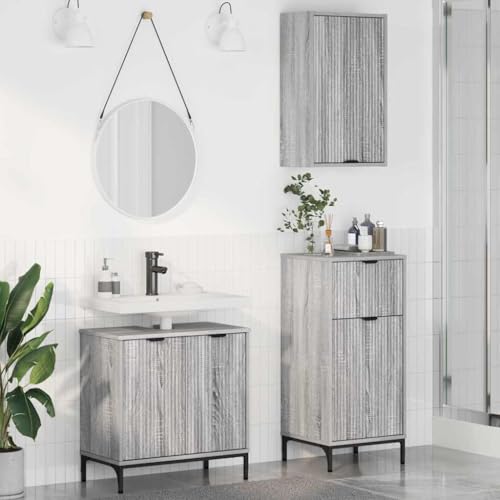 Qnhdfrt Badezimmermöbel Set 3 teilig Grau Sonoma 39,5 x 36 x 88 cm aus Holzwerkstoff Modernes Design mit 7 Regalen und 4 Türen für Badezimmer Küche und Flur Qnhdfrt Badezimmermöbel Set 3 teilig Grau Sonoma 39,5 x 36 x 88 cm aus Holzwerkstoff Modernes Design mit 7 Regalen und 4 Türen für Badezimmer Küche und Flur von Qnhdfrt
