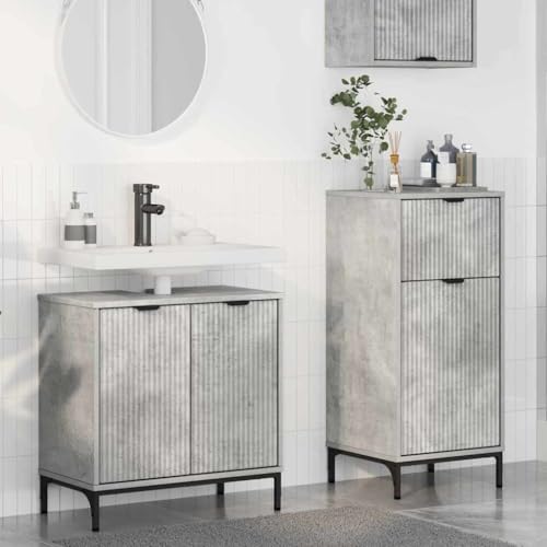 Qnhdfrt Badezimmermöbel Set 39,5x36x88 cm Betongrau Holzwerkstoff Hochschrank mit 4 Regalen, 1 Schublade & 3 Türen Modernes Medizinschrank Badmöbel für WC Kleiner Flur und Küche Qnhdfrt Badezimmermöbel Set 39,5x36x88 cm Betongrau Holzwerkstoff Hochschrank mit 4 Regalen, 1 Schublade & 3 Türen Modernes Medizinschrank Badmöbel für WC Kleiner Flur und Küche von Qnhdfrt