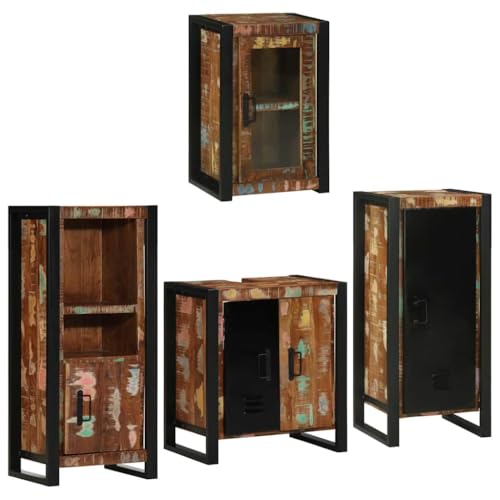 Qnhdfrt Badezimmermöbel Set 4 TLG Mehrfarbig aus massivem recyceltem Holz 55x35x60 cm mit 5 Türen Moderner Badmöbel Schrank für kleine Badezimmer Wohnung Gäste WC Hotel Qnhdfrt Badezimmermöbel Set 4 TLG Mehrfarbig aus massivem recyceltem Holz 55x35x60 cm mit 5 Türen Moderner Badmöbel Schrank für kleine Badezimmer Wohnung Gäste WC Hotel von Qnhdfrt