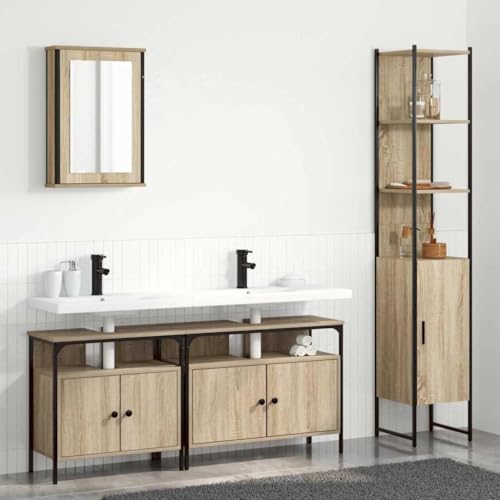 Qnhdfrt Badezimmermöbel Set 4-TLG Sonoma Eiche 33x33x185,5 cm Wandmontage Badschrank mit Spiegel und Regal Modernes Design Robust und platzsparend für kleine Bäder Qnhdfrt Badezimmermöbel Set 4-TLG Sonoma Eiche 33x33x185,5 cm Wandmontage Badschrank mit Spiegel und Regal Modernes Design Robust und platzsparend für kleine Bäder von Qnhdfrt