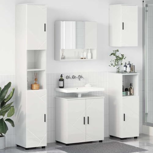 Qnhdfrt Badezimmermöbel Set 5 TLG Hochglanz Weiß 61 x 35 x 64 cm Wandmontage Modernes Design mit Spiegelschrank viel Stauraum platzsparend für kleines Bad Qnhdfrt Badezimmermöbel Set 5 TLG Hochglanz Weiß 61 x 35 x 64 cm Wandmontage Modernes Design mit Spiegelschrank viel Stauraum platzsparend für kleines Bad von Qnhdfrt