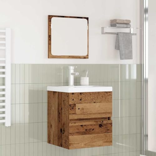 Qnhdfrt Badezimmermöbel Set Altes Holz Weiß 42 x 39 x 45 cm Holzwerkstoff Wandmontage Badmöbel mit Waschtisch Spiegel und Schublade Modernes platzsparendes Design für kleine bis mittelgroße Badezimmer Qnhdfrt Badezimmermöbel Set Altes Holz Weiß 42 x 39 x 45 cm Holzwerkstoff Wandmontage Badmöbel mit Waschtisch Spiegel und Schublade Modernes platzsparendes Design für kleine bis mittelgroße Badezimmer von Qnhdfrt