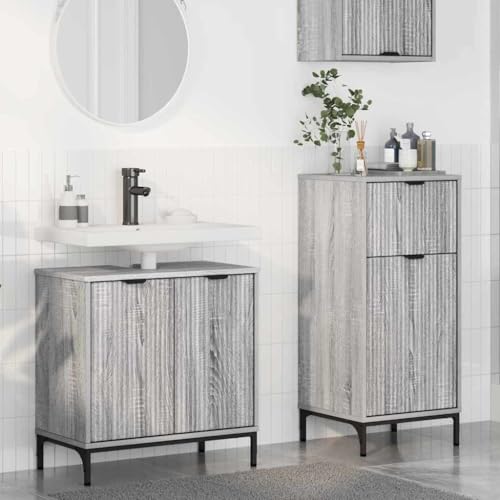 Qnhdfrt Badezimmermöbel Set Grau Sonoma 39,5x36x88 cm Holzwerkstoff mit Waschbeckenunterschrank Hochschrank viel Stauraum Modernes Design für kleine Badezimmer Gäste WC und Flur Qnhdfrt Badezimmermöbel Set Grau Sonoma 39,5x36x88 cm Holzwerkstoff mit Waschbeckenunterschrank Hochschrank viel Stauraum Modernes Design für kleine Badezimmer Gäste WC und Flur von Qnhdfrt