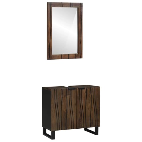 Qnhdfrt Badezimmermöbel Set aus massivem Mangoholz Walnuss 62 x 33 x 58 cm Modernes Design mit Spiegel 2 Türen Badmöbel für kleine Bäder Qnhdfrt Badezimmermöbel Set aus massivem Mangoholz Walnuss 62 x 33 x 58 cm Modernes Design mit Spiegel 2 Türen Badmöbel für kleine Bäder von Qnhdfrt