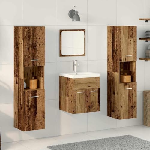 Qnhdfrt Badezimmerschrank 5 teilig Altholz 41x38,5x46 cm Medizinschrank mit Flachspiegel Flächentüren Wandmontage platzsparend für kleines Bad Gäste WC Qnhdfrt Badezimmerschrank 5 teilig Altholz 41x38,5x46 cm Medizinschrank mit Flachspiegel Flächentüren Wandmontage platzsparend für kleines Bad Gäste WC von Qnhdfrt