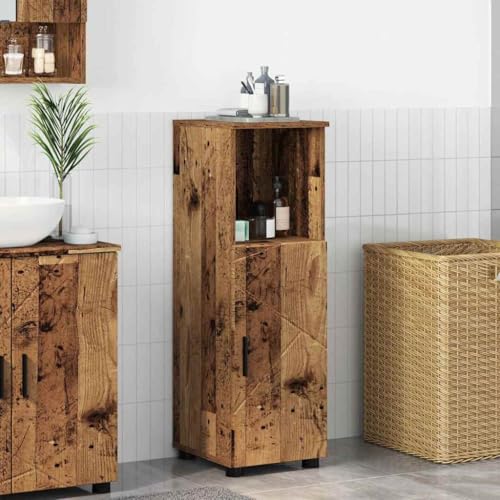 Qnhdfrt Badezimmerschrank Altholz 30x35x95 cm Badmöbel aus Holzwerkstoff mit 3 verstellbaren Regalen & Scharniertür, Modernes Sideboard Hochschrank für kleines Bad, WC & Flur Qnhdfrt Badezimmerschrank Altholz 30x35x95 cm Badmöbel aus Holzwerkstoff mit 3 verstellbaren Regalen & Scharniertür, Modernes Sideboard Hochschrank für kleines Bad, WC & Flur von Qnhdfrt