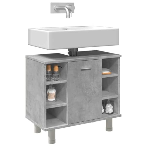 Qnhdfrt Badezimmerschrank Betongrau Holzwerkstoff 60x32x53,5 cm Schmaler Waschbeckenunterschrank mit Stauraum für Bad WC Apothekerschrank Qnhdfrt Badezimmerschrank Betongrau Holzwerkstoff 60x32x53,5 cm Schmaler Waschbeckenunterschrank mit Stauraum für Bad WC Apothekerschrank von Qnhdfrt