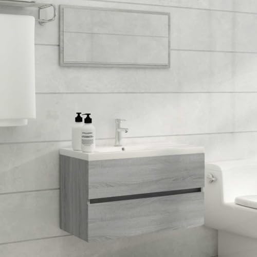 Qnhdfrt Badezimmerschrank Grau Sonoma 80cm Waschbeckenunterschrank mit Spiegel Wandmontage Modernes Design für Ihr Bad Qnhdfrt Badezimmerschrank Grau Sonoma 80cm Waschbeckenunterschrank mit Spiegel Wandmontage Modernes Design für Ihr Bad von Qnhdfrt