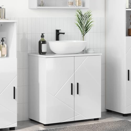 Qnhdfrt Badezimmerschrank Hochglanz-Weiß 61 x 35 x 64 cm Holzwerkstoff Modernes Design mit 2 Regalen & 2 Türen Medizinschrank Medikamentenschrank für Badezimmer Gäste-WC & Flur Qnhdfrt Badezimmerschrank Hochglanz-Weiß 61 x 35 x 64 cm Holzwerkstoff Modernes Design mit 2 Regalen & 2 Türen Medizinschrank Medikamentenschrank für Badezimmer Gäste-WC & Flur von Qnhdfrt