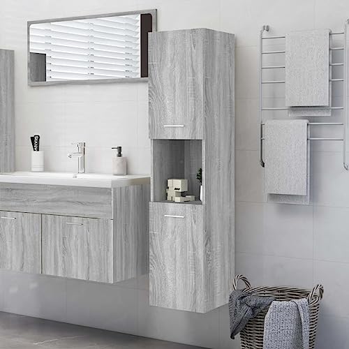 Qnhdfrt Badezimmerschrank Hochschrank Grau Sonoma Schmal Klein 30x30x130 cm Holzwerkstoff Modern mit 5 Fächern Viel Stauraum für Badezimmer WC Qnhdfrt Badezimmerschrank Hochschrank Grau Sonoma Schmal Klein 30x30x130 cm Holzwerkstoff Modern mit 5 Fächern Viel Stauraum für Badezimmer WC von Qnhdfrt