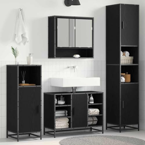 Qnhdfrt Badezimmerschrank Schwarze Eiche 35x37,5x188,5 cm Hochschrank mit 2 Türen und Regal Mattes Holzwerkstoff Modernes Design Badmöbel platzsparend für kleines Bad Gäste-WC Qnhdfrt Badezimmerschrank Schwarze Eiche 35x37,5x188,5 cm Hochschrank mit 2 Türen und Regal Mattes Holzwerkstoff Modernes Design Badmöbel platzsparend für kleines Bad Gäste-WC von Qnhdfrt
