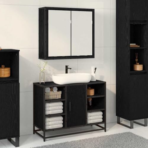 Qnhdfrt Badezimmerschrank Schwarze Eiche 65x20x60 cm with Spiegel und Tür schmaler Wandspiegelschrank platzsparend Modernes Design robuster Holzwerkstoff für Bad Flur Qnhdfrt Badezimmerschrank Schwarze Eiche 65x20x60 cm with Spiegel und Tür schmaler Wandspiegelschrank platzsparend Modernes Design robuster Holzwerkstoff für Bad Flur von Qnhdfrt