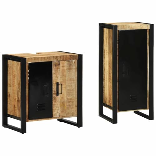 Qnhdfrt Badezimmerschrank Set 2 TLG aus massivem Mango Holz Braun 40x35x90 cm & 55x35x60 cm Modernes Sideboard mit Stauraum für Badezimmer Flur Küche klein und schmal Qnhdfrt Badezimmerschrank Set 2 TLG aus massivem Mango Holz Braun 40x35x90 cm & 55x35x60 cm Modernes Sideboard mit Stauraum für Badezimmer Flur Küche klein und schmal von Qnhdfrt