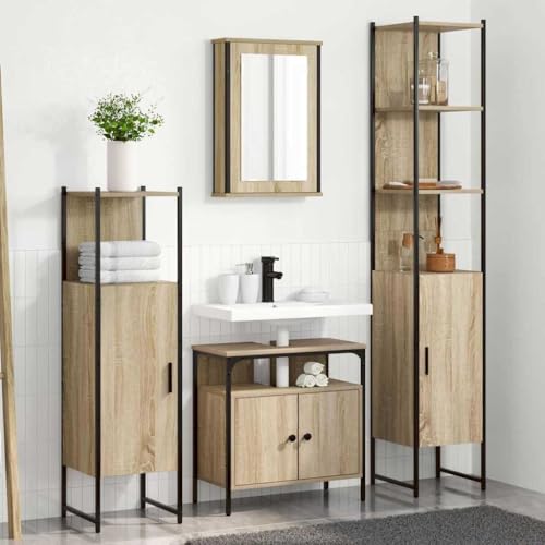 Qnhdfrt Badezimmerschrank Set 4-teilig Sonoma Eiche 33x33x185,5 cm Melaminbeschichtung Flachspiegel Medizinschrank Badmöbel Modernes Design Robust für kleines Bad Gäste WC und Flur Qnhdfrt Badezimmerschrank Set 4-teilig Sonoma Eiche 33x33x185,5 cm Melaminbeschichtung Flachspiegel Medizinschrank Badmöbel Modernes Design Robust für kleines Bad Gäste WC und Flur von Qnhdfrt