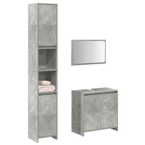 Qnhdfrt Badezimmerschrank Set Betongrau Holzwerkstoff mit Waschbeckenunterschrank 60x33x60cm Hochschrank 30x30x130cm und Spiegel 60x37cm – Modernes Design Langlebig für Bad WC Qnhdfrt Badezimmerschrank Set Betongrau Holzwerkstoff mit Waschbeckenunterschrank 60x33x60cm Hochschrank 30x30x130cm und Spiegel 60x37cm – Modernes Design Langlebig für Bad WC von Qnhdfrt