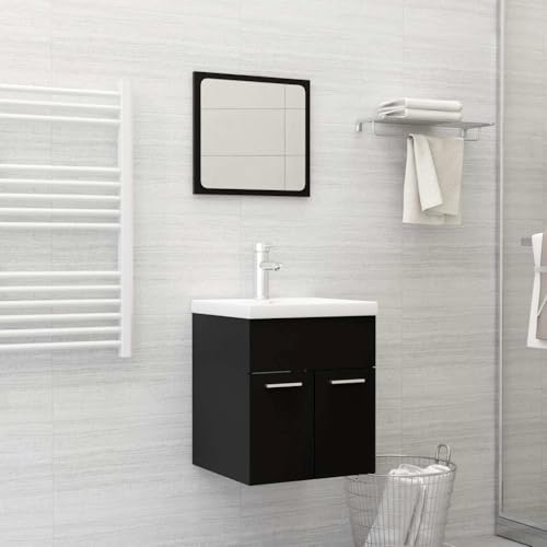 Qnhdfrt Badezimmerschrank Set Schwarz Badmöbel Spiegel Waschbeckenunterschrank Holzwerkstoff Schmal Klein für WC Apotheke Qnhdfrt Badezimmerschrank Set Schwarz Badmöbel Spiegel Waschbeckenunterschrank Holzwerkstoff Schmal Klein für WC Apotheke von Qnhdfrt