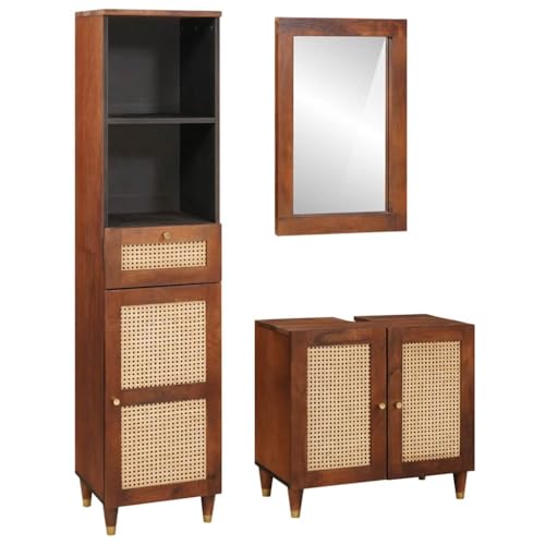 Qnhdfrt Badezimmerschrank Set aus massivem Mango Holz 38x33x160 cm Modernes Sideboard mit Waschtischunterschrank und Spiegel für kleine Badezimmer und Flur Qnhdfrt Badezimmerschrank Set aus massivem Mango Holz 38x33x160 cm Modernes Sideboard mit Waschtischunterschrank und Spiegel für kleine Badezimmer und Flur von Qnhdfrt
