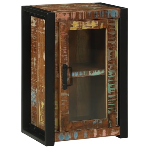 Qnhdfrt Badezimmerschrank Wandschrank Mehrfarbig 40x30x60 cm Massivholz Altholz Rustikales Design mit Glas Tür für e Aufbewahrung Qnhdfrt Badezimmerschrank Wandschrank Mehrfarbig 40x30x60 cm Massivholz Altholz Rustikales Design mit Glas Tür für e Aufbewahrung von Qnhdfrt